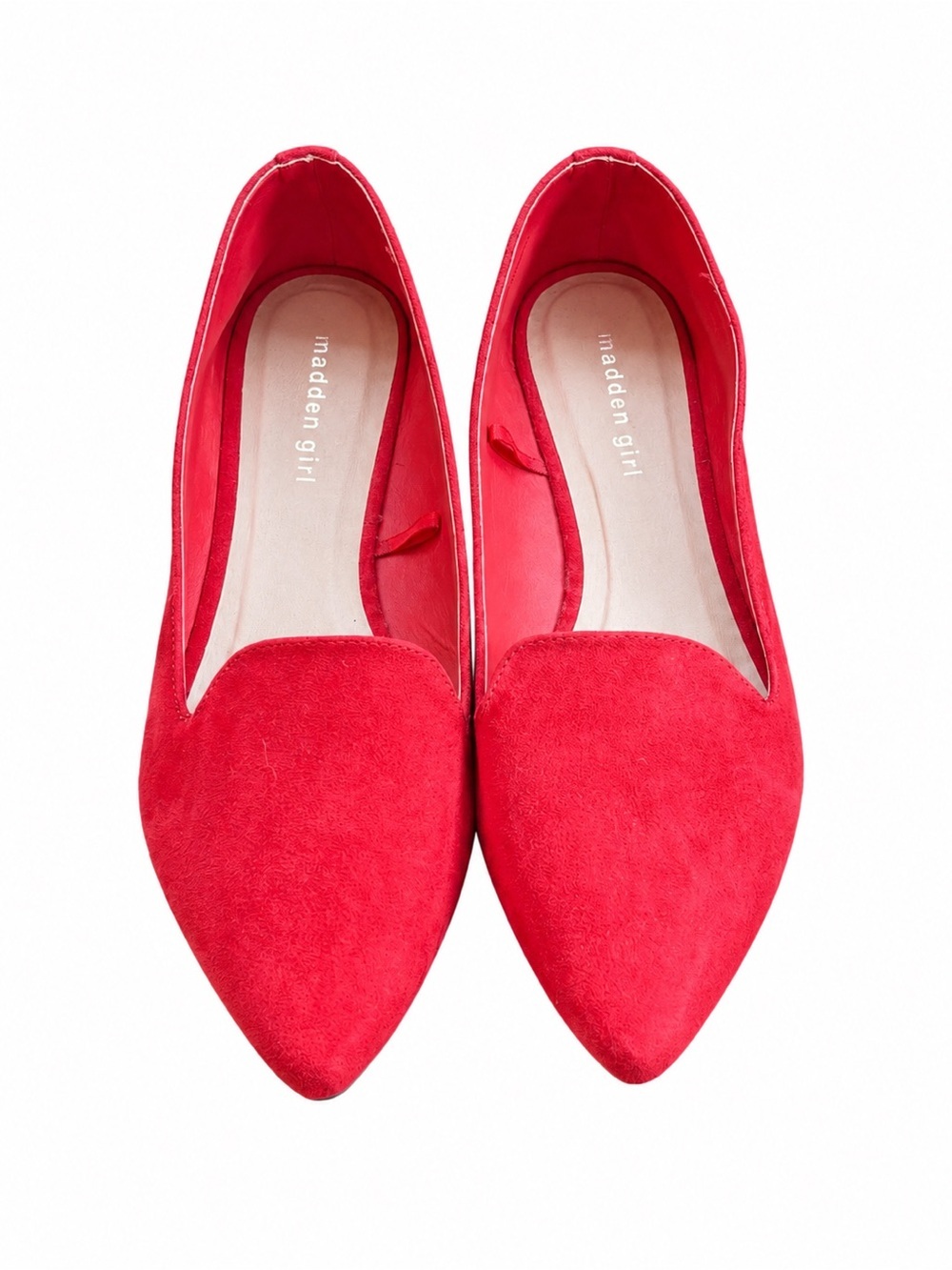 Madden Girl Red Faux Suede Pointed Toe Flats Women’s Size 10M  Slip-On Loafers - Picture 2 of 6